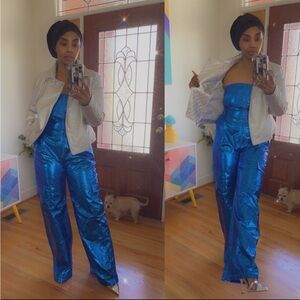 Fashion Nova Shimmering Blue Jumpsuit